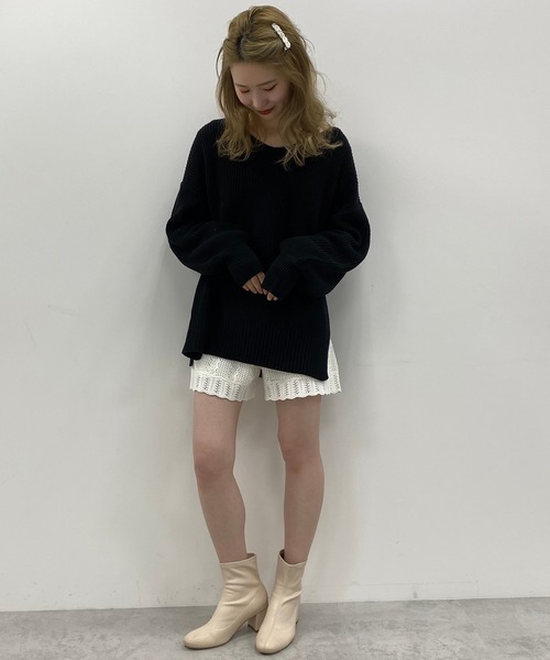 one after another NICE CLAUP（ワンアフターアナザーナイスクラップ）の「春のにじいろ ニット（ニット/セーター・レディース・ブラック/ベージュ/グリーン・FREE）」の9枚目の写真