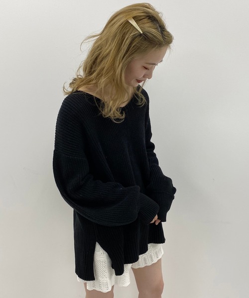 one after another NICE CLAUP（ワンアフターアナザーナイスクラップ）の「春のにじいろ ニット（ニット/セーター・レディース・ブラック/ベージュ/グリーン・FREE）」の12枚目の写真