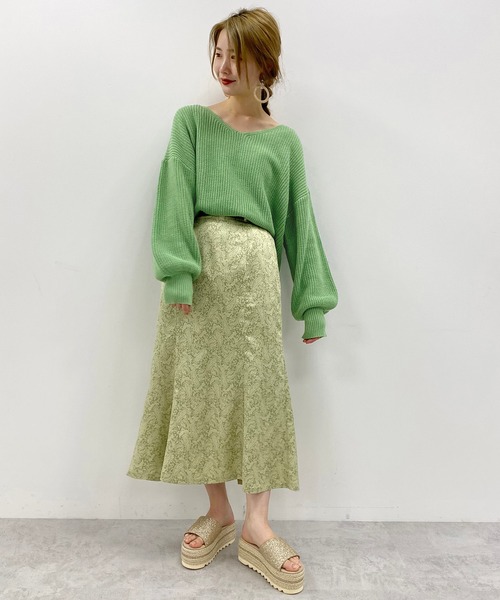 one after another NICE CLAUP（ワンアフターアナザーナイスクラップ）の「春のにじいろ ニット（ニット/セーター・レディース・ブラック/ベージュ/グリーン・FREE）」の10枚目の写真