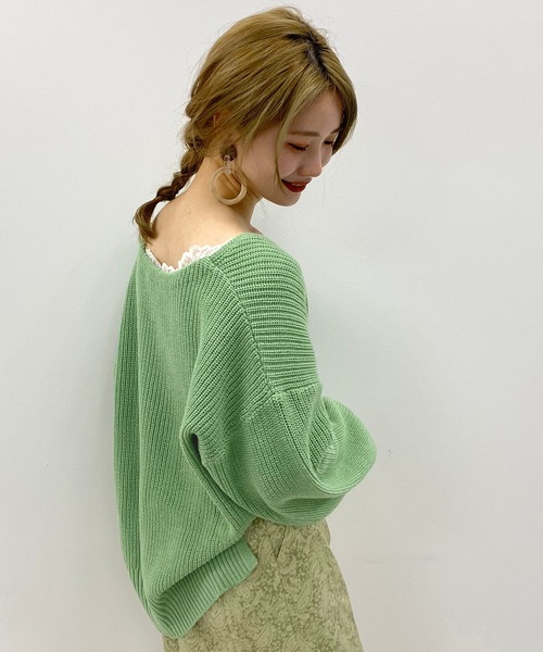 one after another NICE CLAUP（ワンアフターアナザーナイスクラップ）の「春のにじいろ ニット（ニット/セーター・レディース・ブラック/ベージュ/グリーン・FREE）」の16枚目の写真