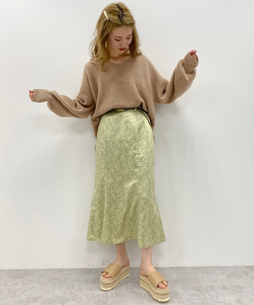 one after another NICE CLAUP（ワンアフターアナザーナイスクラップ）の「春のにじいろ ニット（ニット/セーター・レディース・ブラック/ベージュ/グリーン・FREE）」の7枚目の写真