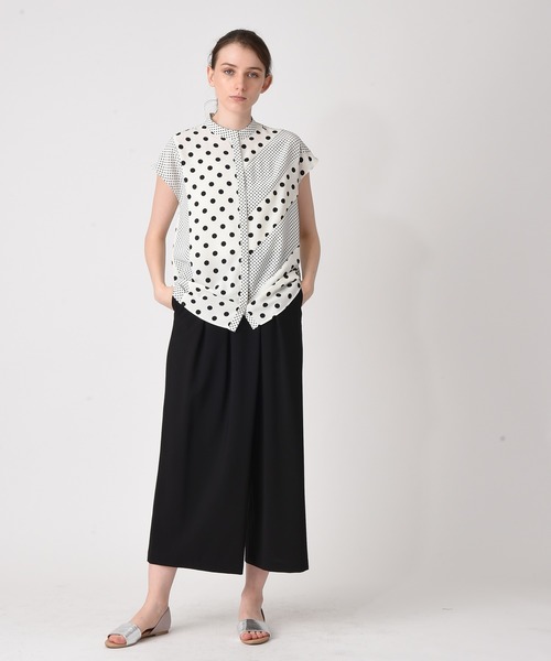 RAW FUDGE（ローファッジ）の「イレギュラードット切替ブラウス（シャツ/ブラウス・レディース・ブラック/オフホワイト/ネイビー・M）」の6枚目の写真