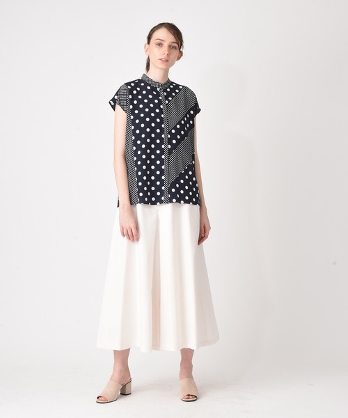 RAW FUDGE（ローファッジ）の「イレギュラードット切替ブラウス（シャツ/ブラウス・レディース・ブラック/オフホワイト/ネイビー・M）」の9枚目の写真