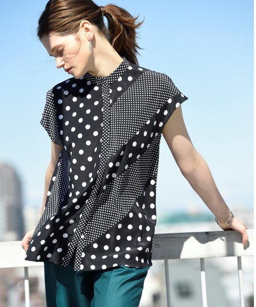 RAW FUDGE（ローファッジ）の「イレギュラードット切替ブラウス（シャツ/ブラウス・レディース・ブラック/オフホワイト/ネイビー・M）」の18枚目の写真