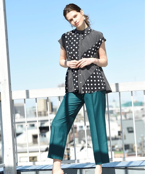 RAW FUDGE（ローファッジ）の「イレギュラードット切替ブラウス（シャツ/ブラウス・レディース・ブラック/オフホワイト/ネイビー・M）」の14枚目の写真