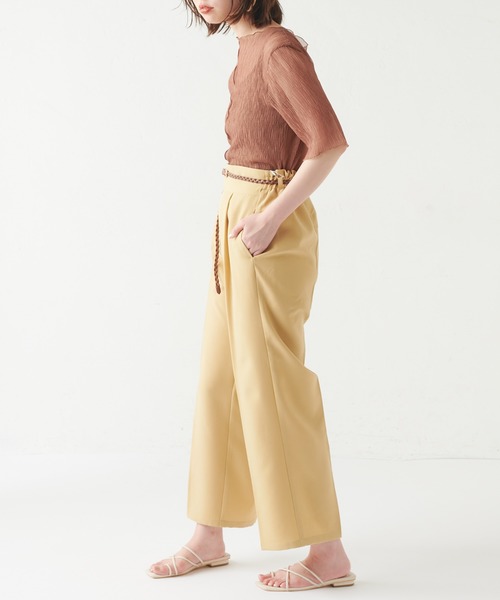 natural couture(ナチュラルクチュール)の「編み込みベルト付きパンツ(その他パンツ・レディース・ブラック/イエロー/ミント/ライトベージュ・FREE)」の15枚目の写真