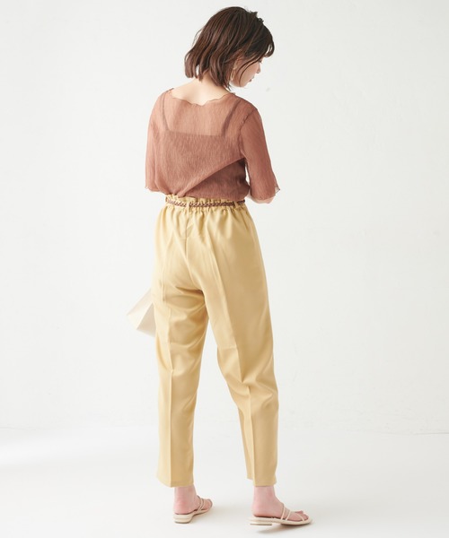 natural couture(ナチュラルクチュール)の「編み込みベルト付きパンツ(その他パンツ・レディース・ブラック/イエロー/ミント/ライトベージュ・FREE)」の16枚目の写真