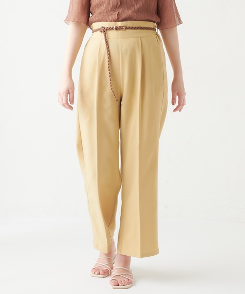 natural couture(ナチュラルクチュール)の「編み込みベルト付きパンツ(その他パンツ・レディース・ブラック/イエロー/ミント/ライトベージュ・FREE)」の17枚目の写真