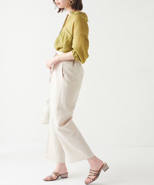 natural couture(ナチュラルクチュール)の「編み込みベルト付きパンツ(その他パンツ・レディース・ブラック/イエロー/ミント/ライトベージュ・FREE)」の9枚目の写真