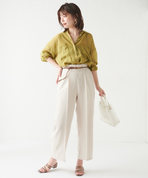 natural couture(ナチュラルクチュール)の「編み込みベルト付きパンツ(その他パンツ・レディース・ブラック/イエロー/ミント/ライトベージュ・FREE)」の8枚目の写真