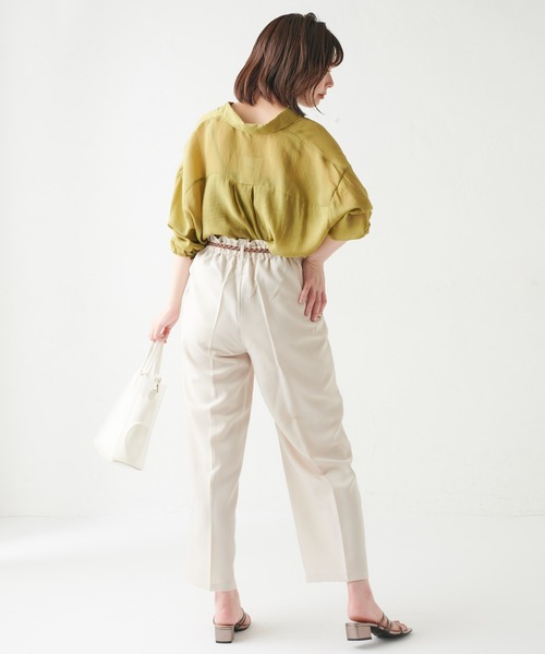 natural couture(ナチュラルクチュール)の「編み込みベルト付きパンツ(その他パンツ・レディース・ブラック/イエロー/ミント/ライトベージュ・FREE)」の10枚目の写真