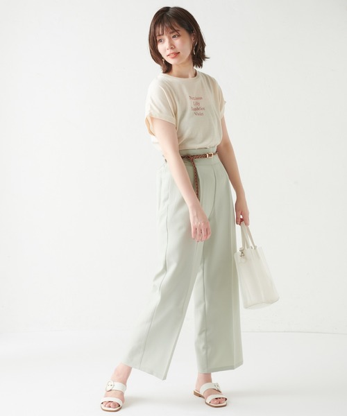 natural couture(ナチュラルクチュール)の「編み込みベルト付きパンツ(その他パンツ・レディース・ブラック/イエロー/ミント/ライトベージュ・FREE)」の11枚目の写真