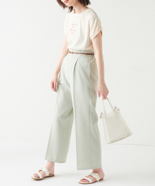 natural couture(ナチュラルクチュール)の「編み込みベルト付きパンツ(その他パンツ・レディース・ブラック/イエロー/ミント/ライトベージュ・FREE)」の12枚目の写真