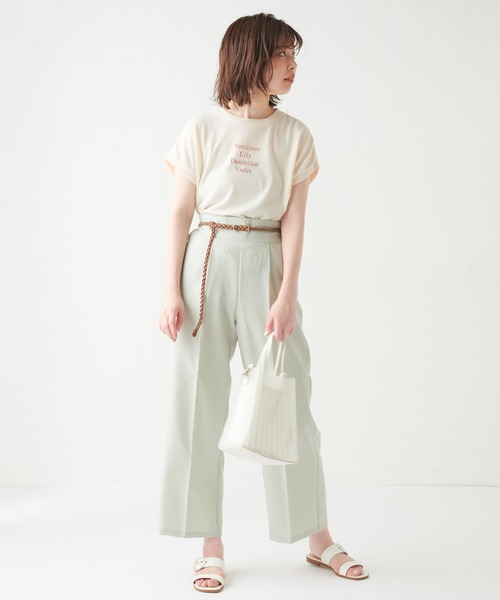 natural couture(ナチュラルクチュール)の「編み込みベルト付きパンツ(その他パンツ・レディース・ブラック/イエロー/ミント/ライトベージュ・FREE)」の13枚目の写真