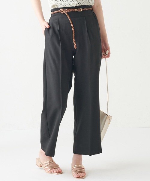 natural couture(ナチュラルクチュール)の「編み込みベルト付きパンツ(その他パンツ・レディース・ブラック/イエロー/ミント/ライトベージュ・FREE)」の5枚目の写真