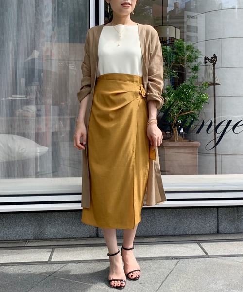 LOUNGEDRESS（ラウンジドレス）の「リネンライクニットワンピース（ワンピース・レディース・ブラウン/イエロー・FREE）」の12枚目の写真