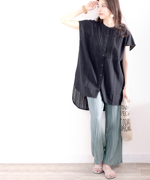 classicalelf（クラシカルエルフ）の「エアリーに揺れる。裾メローフレアプリーツパンツ（その他パンツ・レディース・ブラック/オリーブ/グレイッシュベージュ/ブルー/グレー系その他/アイボリー・MEDIUM/X-LARGE）」の11枚目の写真