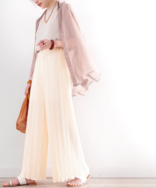 classicalelf（クラシカルエルフ）の「エアリーに揺れる。裾メローフレアプリーツパンツ（その他パンツ・レディース・ブラック/オリーブ/グレイッシュベージュ/ブルー/グレー系その他/アイボリー・MEDIUM/X-LARGE）」の18枚目の写真