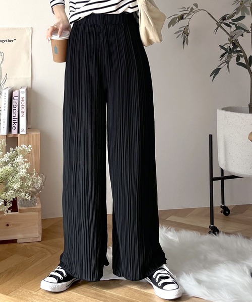 セール】エアリーに揺れる。裾メローフレアプリーツパンツ（その他
