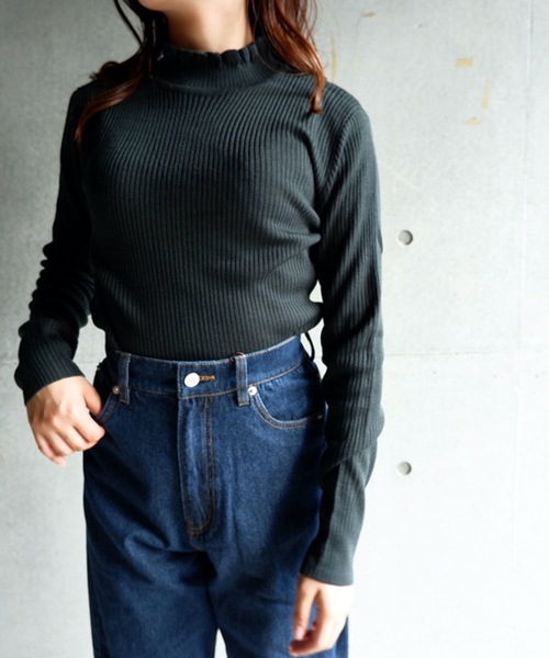 FUN.TRINITY（ファン トリニティー）の「フリルプチハイニット（ニット/セーター・レディース・マスタード/ボルドー/アイボリー/グリーン/ブラック・L/M）」の11枚目の写真