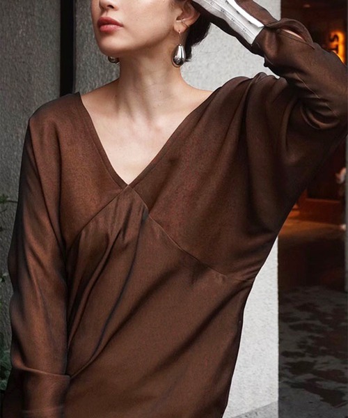 ETRE TOKYO エトレトウキョウ　コットンスラブ　ロングカフス　ワンピース ETRE TOKYO エトレトウキョウ コットンスラブ ロングカフス