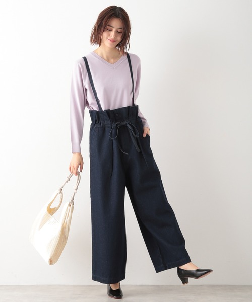 LEPSIM（レプシィム）の「アレンジマリンサロペSS　924784（サロペット/オーバーオール・レディース・ネイビー/チャコールグレー/アイボリー・FREE）」の3枚目の写真