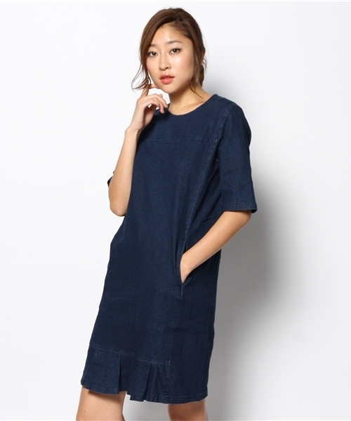 Outlet アウトレット の Ciaopanic 裾プリーツ切替デニムワンピース ワンピース Wear