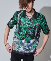 【NO ID.】Scarf Switch Open Collar Shirt / スカーフ 切替 オープン カラー シャツ