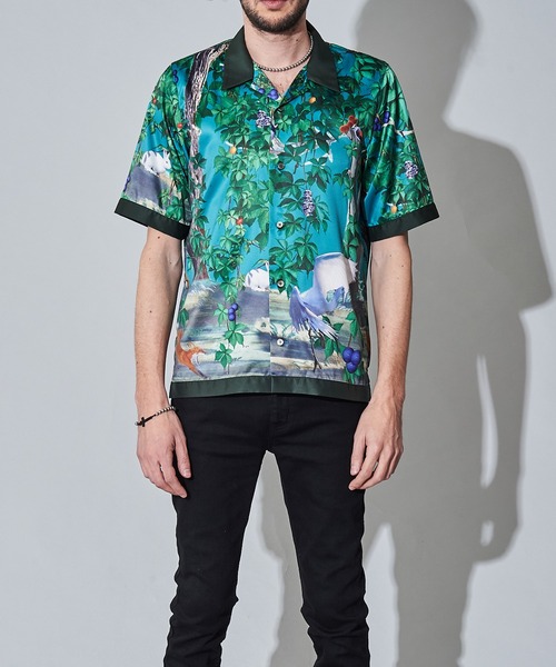 NO ID.(ノーアイディ)の「【NO ID.】Scarf Switch Open Collar Shirt / スカーフ 切替 オープン カラー シャツ(ポロシャツ・メンズ・グリーン/ブラック/イエロー・2/1)」の11枚目の写真