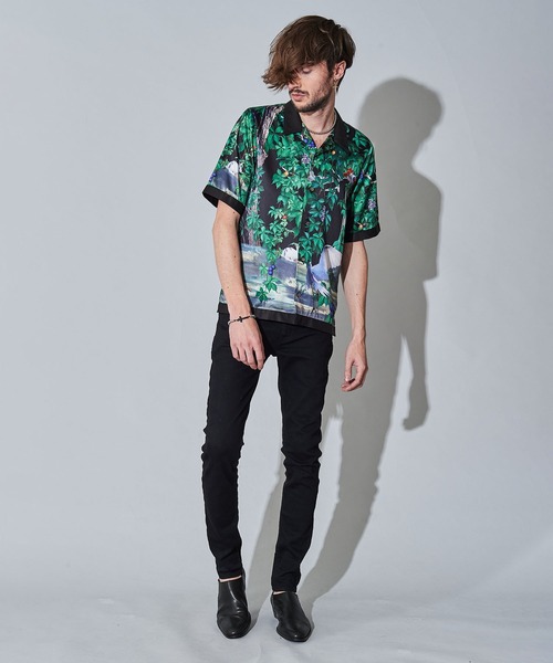 NO ID.(ノーアイディ)の「【NO ID.】Scarf Switch Open Collar Shirt / スカーフ 切替 オープン カラー シャツ(ポロシャツ・メンズ・グリーン/ブラック/イエロー・2/1)」の12枚目の写真