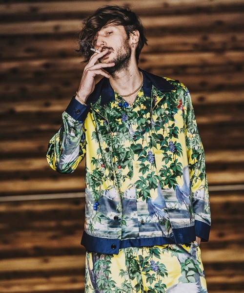 NO ID.(ノーアイディ)の「【NO ID.】Scarf Switch Open Collar Shirt / スカーフ 切替 オープン カラー シャツ(ポロシャツ・メンズ・グリーン/ブラック/イエロー・2/1)」の13枚目の写真
