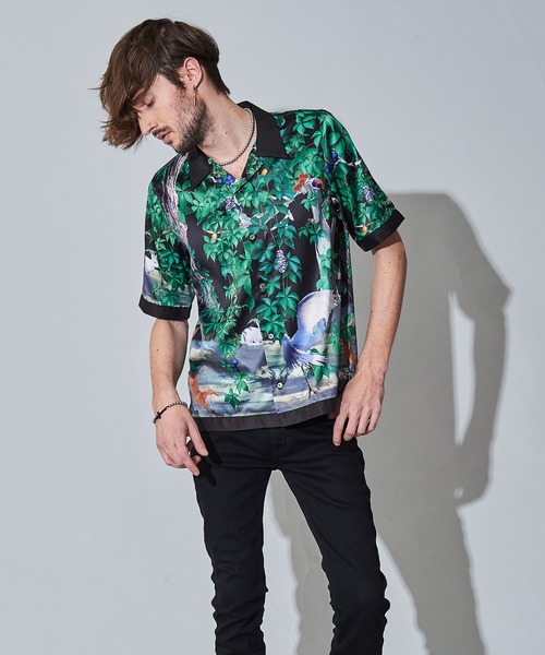 NO ID.(ノーアイディ)の「【NO ID.】Scarf Switch Open Collar Shirt / スカーフ 切替 オープン カラー シャツ(ポロシャツ・メンズ・グリーン/ブラック/イエロー・2/1)」の20枚目の写真