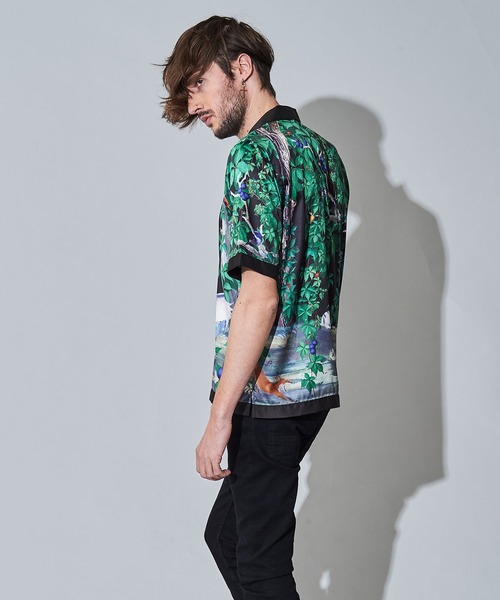 NO ID.(ノーアイディ)の「【NO ID.】Scarf Switch Open Collar Shirt / スカーフ 切替 オープン カラー シャツ(ポロシャツ・メンズ・グリーン/ブラック/イエロー・2/1)」の17枚目の写真