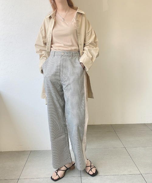 UNRELISH（アンレリッシュ）の「ビッグゆるチュニックシャツ（シャツ/ブラウス・レディース・ブラック/ベージュ・MEDIUM）」の10枚目の写真