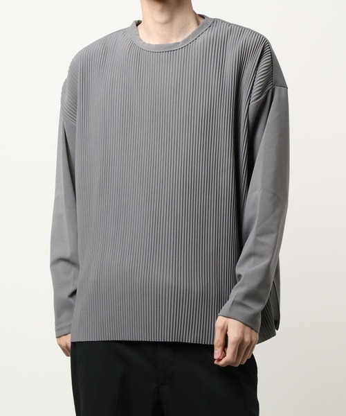 Bling Leads(ブリングリーズ)の「bling leads/クレープBIGクルーネックロンT(Tシャツ/カットソー・メンズ・グレイッシュブルー/ブルーグレー/グレー/ブラック/グレイッシュベージュ・MEDIUM/LARGE)」の7枚目の写真