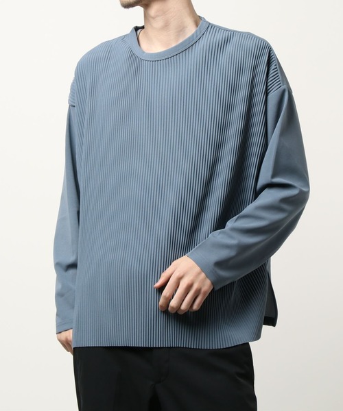 Bling Leads(ブリングリーズ)の「bling leads/クレープBIGクルーネックロンT(Tシャツ/カットソー・メンズ・グレイッシュブルー/ブルーグレー/グレー/ブラック/グレイッシュベージュ・MEDIUM/LARGE)」の8枚目の写真