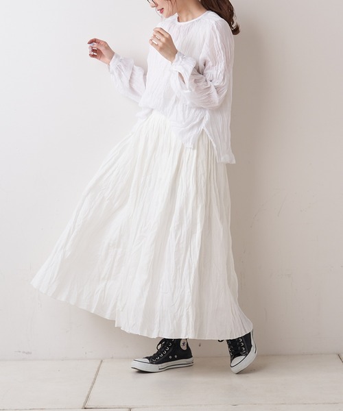 PUAL CE CIN(ピュアルセシン)の「【Du noir】リネンライク後ろリボンブラウス(シャツ/ブラウス・レディース・ホワイト/ブラック・FREE)」の3枚目の写真