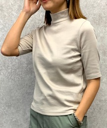 【人気商品】半袖ハイネックリブカットソー