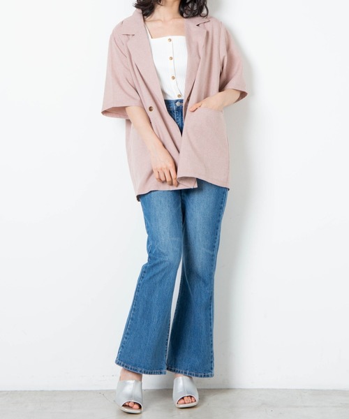 WEGO（ウィゴー）の「WEGO/リネンライクカラージャケット（テーラードジャケット・レディース・アイボリー/ベージュ系その他/ピンク・SMALL/MEDIUM）」の21枚目の写真