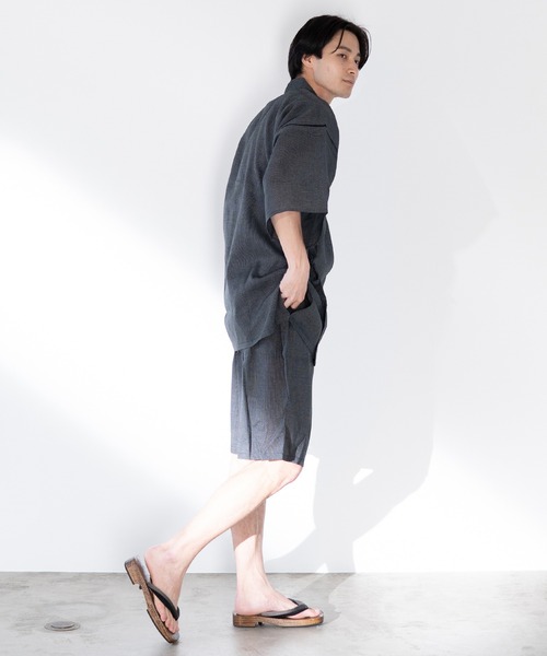 ゆかた館グレース(ユカタカングレース)の「甚平(浴衣・メンズ・ホワイト/ブラック/ベージュ/ネイビー/ブルー/ダークグレー/ブラック系その他/ダークブルー/ブルー系その他/ブラック系その他2・MEDIUM/LARGE/X-LARGE)」の5枚目の写真