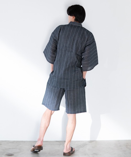ゆかた館グレース(ユカタカングレース)の「甚平(浴衣・メンズ・ホワイト/ブラック/ベージュ/ネイビー/ブルー/ダークグレー/ブラック系その他/ダークブルー/ブルー系その他/ブラック系その他2・MEDIUM/LARGE/X-LARGE)」の17枚目の写真
