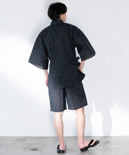 ゆかた館グレース(ユカタカングレース)の「甚平(浴衣・メンズ・ホワイト/ブラック/ベージュ/ネイビー/ブルー/ダークグレー/ブラック系その他/ダークブルー/ブルー系その他/ブラック系その他2・MEDIUM/LARGE/X-LARGE)」の19枚目の写真