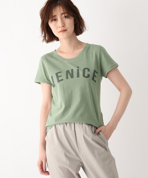 JET（ジェット）の「◆【ウォッシャブル】天竺ロゴプリントラウンドネックTシャツ（Tシャツ/カットソー・レディース・ホワイト/カーキ/ライトベージュ/チャコールグレー・80/04/06）」の4枚目の写真