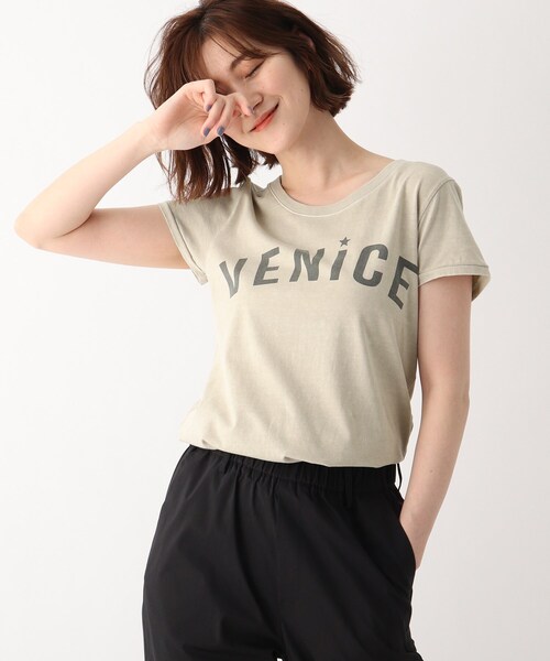 JET（ジェット）の「◆【ウォッシャブル】天竺ロゴプリントラウンドネックTシャツ（Tシャツ/カットソー・レディース・ホワイト/カーキ/ライトベージュ/チャコールグレー・80/04/06）」の3枚目の写真