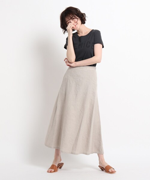 JET（ジェット）の「◆【ウォッシャブル】天竺ロゴプリントラウンドネックTシャツ（Tシャツ/カットソー・レディース・ホワイト/カーキ/ライトベージュ/チャコールグレー・80/04/06）」の10枚目の写真