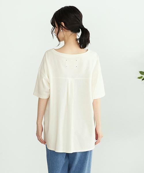 ONIGIRI（オニギリ）の「鹿の子　キーネックＴシャツ（Tシャツ/カットソー・レディース・ターコイズブルー/アイボリー/ブラウン・FREE）」の11枚目の写真