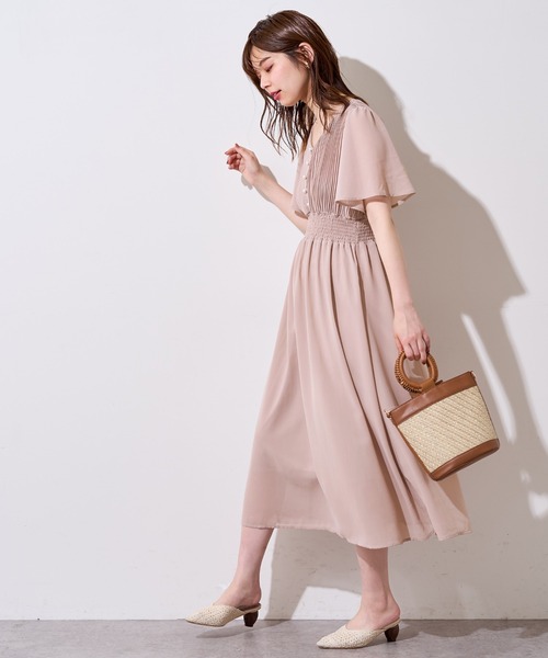 natural couture（ナチュラルクチュール）の「フレアスリーブお上品ワンピース（ワンピース・レディース・ブルー/ミント/その他1/その他2/その他3/ピンクベージュ・FREE）」の4枚目の写真