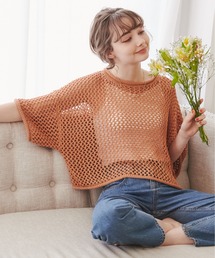 ANGIE | 【haru_wearコラボ】透かし編みメッシュクロップドニット(ニット/セーター)