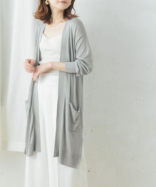 URBAN RESEARCH ROSSO WOMEN（アーバンリサーチ　ロッソ）の「ドライタッチロングカーディガン（カーディガン/ボレロ・レディース・ブラック/グレー系その他/ブルー系その他・FREE）」の3枚目の写真