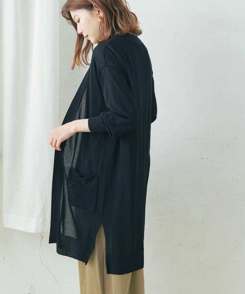 URBAN RESEARCH ROSSO WOMEN（アーバンリサーチ　ロッソ）の「ドライタッチロングカーディガン（カーディガン/ボレロ・レディース・ブラック/グレー系その他/ブルー系その他・FREE）」の2枚目の写真